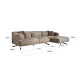 Couch Donovan 3sitzer + lounge rechts (Bergen 104 taupe chenille) - ZEN ZONE