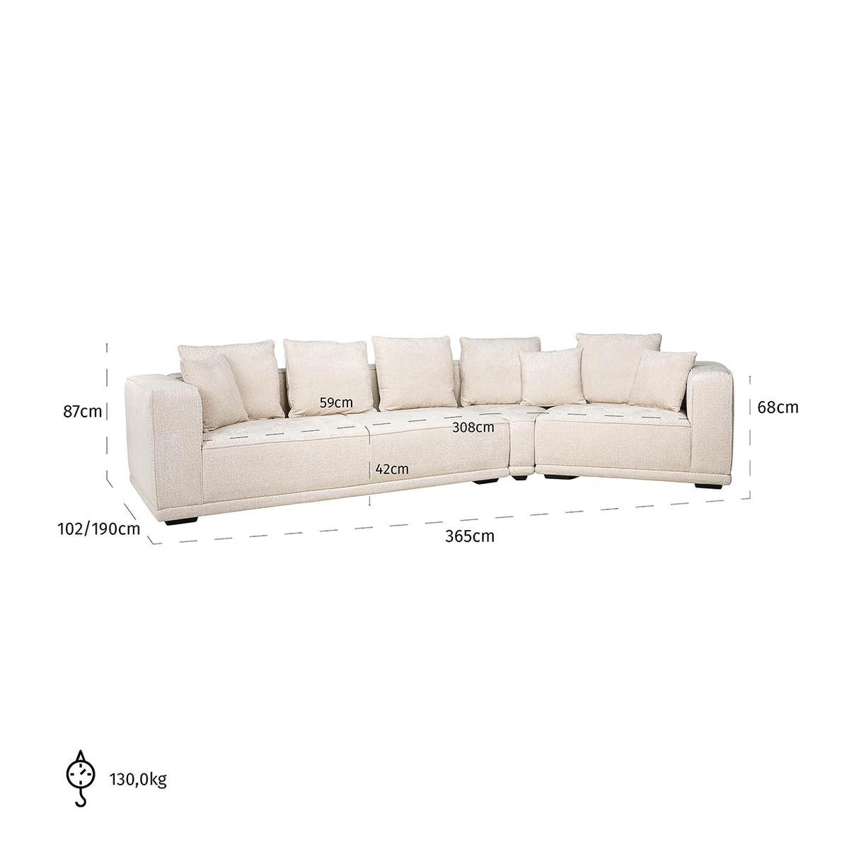 Sofa Lusso 4-Sitzer beige Chenille (Niagara 902 beige) - ZEN ZONE