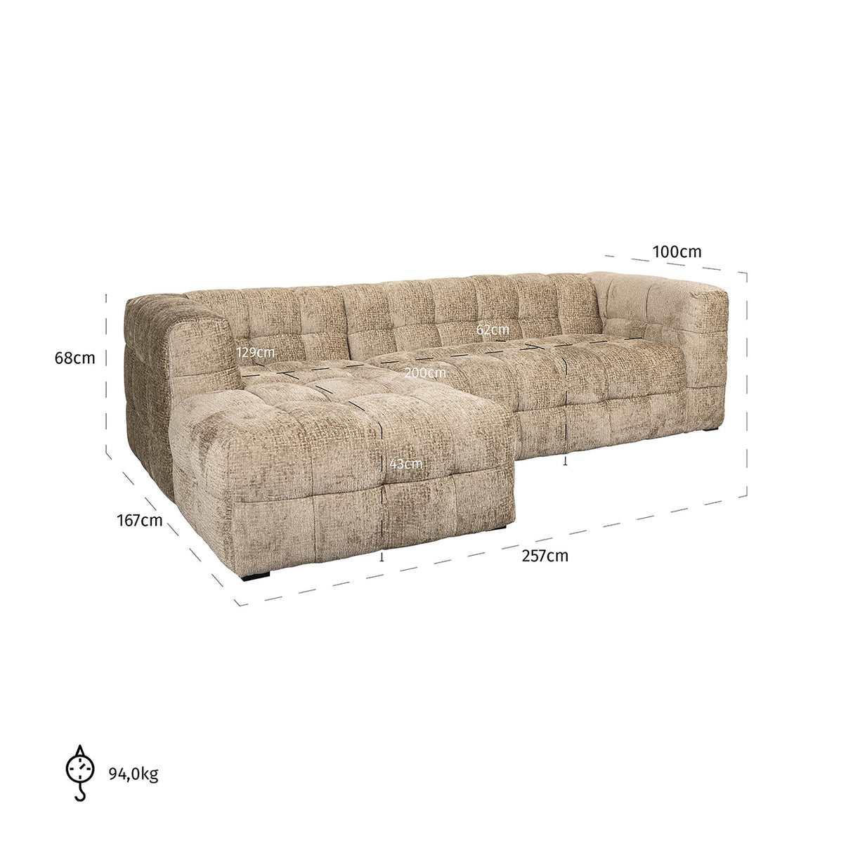 Sofa Merrol lounge links desert fusion (Fusion 109 desert) - ZEN ZONE Furniture