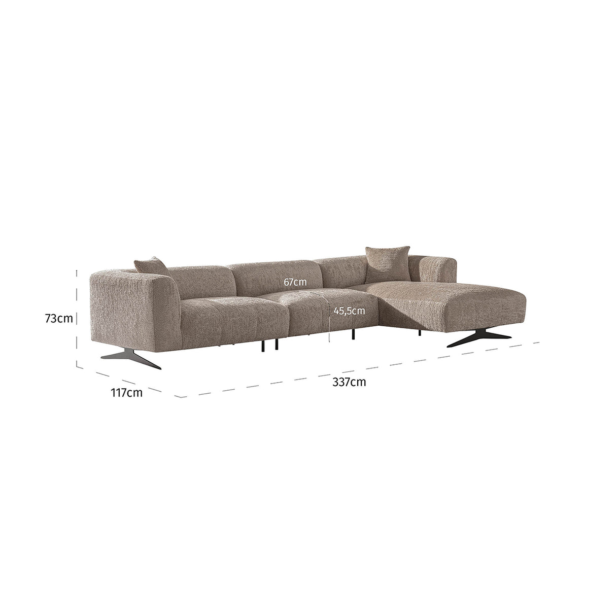 Sofa Hoxton 3-Sitzer + Lounge rechts (Be Lovely 170 Beige) - ZEN ZONE Furniture