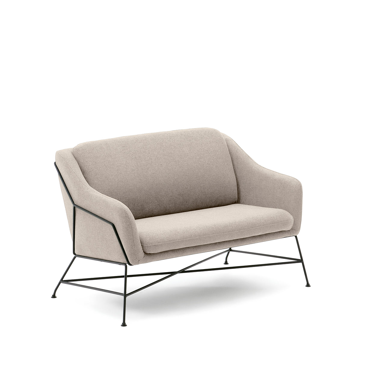 Brida 2-Sitzer-Sofa in Beige und Stahlbeine mit schwarzem Finish 128 cm - ZEN ZONE Furniture