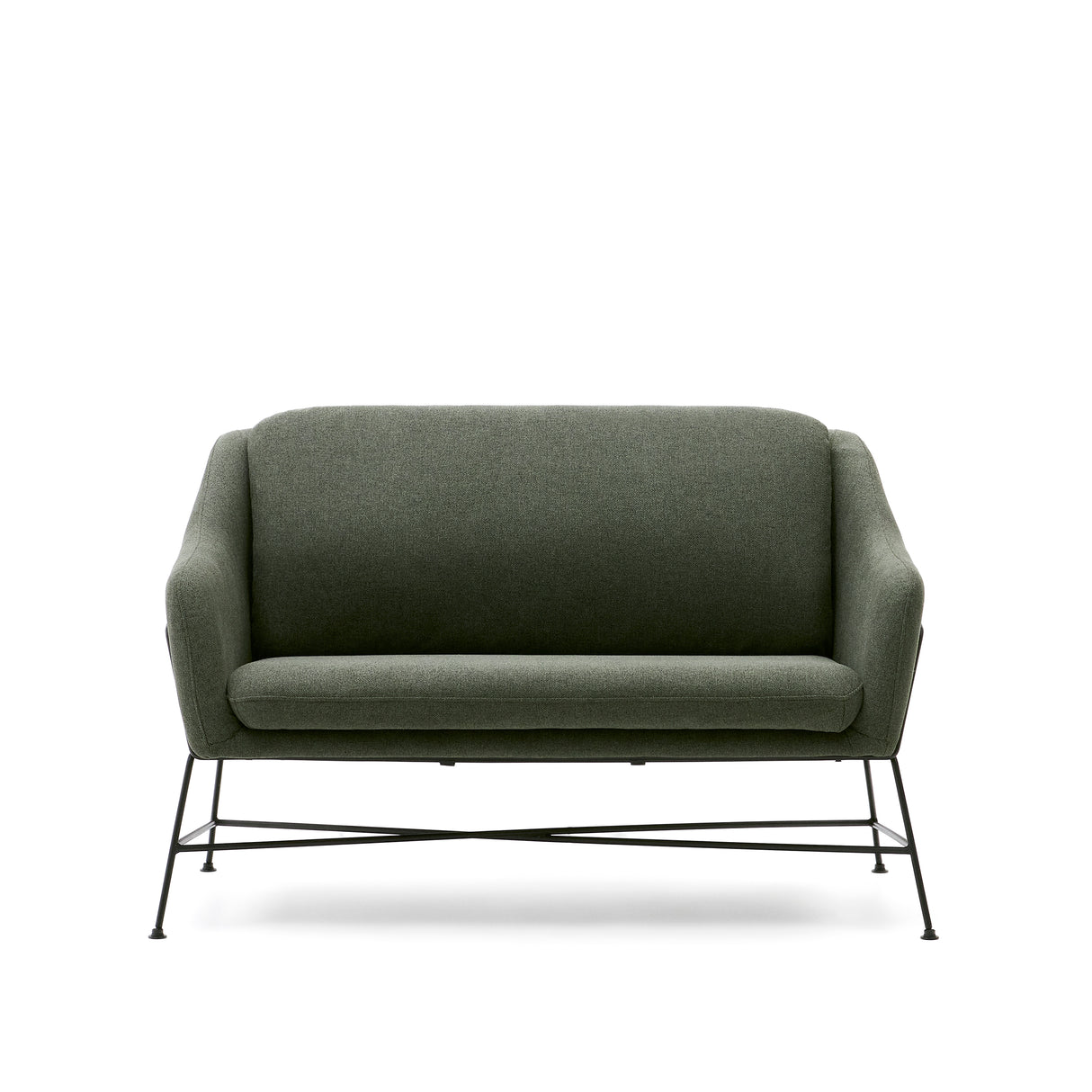 Brida 2-Sitzer-Sofa in Grün und Stahlbeine mit schwarzem Finish 128 cm - ZEN ZONE Furniture