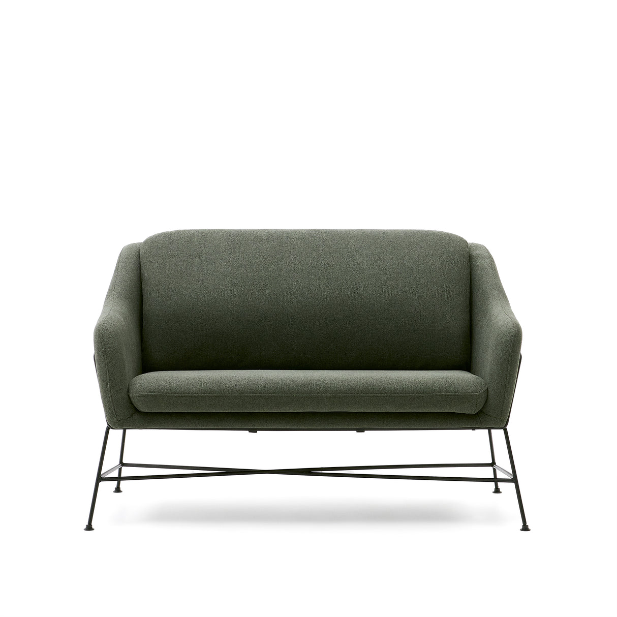 Brida 2-Sitzer-Sofa in Grün und Stahlbeine mit schwarzem Finish 128 cm - ZEN ZONE Furniture