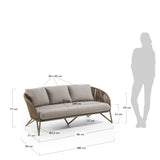 Branzie 3-Sitzer-Sofa aus braunem Seil 180 cm - ZEN ZONE Furniture