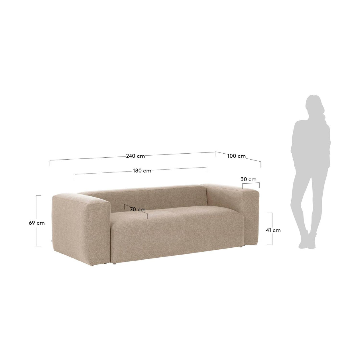 Blok 3-Sitzer Sofa beige 240 cm - ZEN ZONE