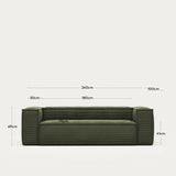 Blok 3-Sitzer-Sofa breiter Cord grün 240 cm - ZEN ZONE