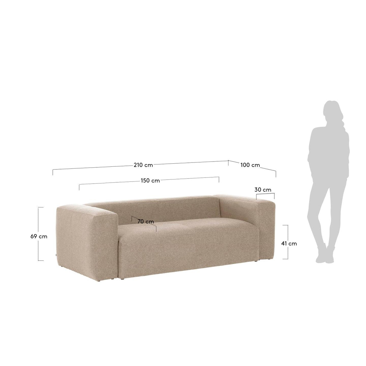 Blok 2-Sitzer Sofa beige 210 cm - ZEN ZONE