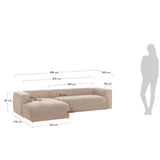 Blok 4-Sitzer Sofa mit Chaiselongue links beige 330 cm - ZEN ZONE