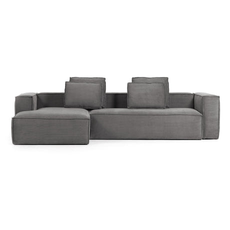 Blok 4-Sitzer-Sofa mit Chaiselongue links breiter Cord grau 330 cm - ZEN ZONE