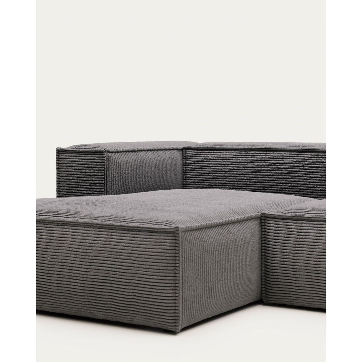 Blok 4-Sitzer-Sofa mit Chaiselongue links breiter Cord grau 330 cm - ZEN ZONE