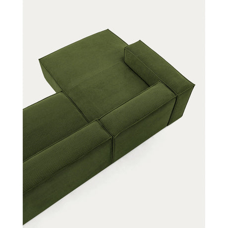 Blok 4-Sitzer-Sofa mit Chaiselongue links breiter Cord grün 330 cm - ZEN ZONE