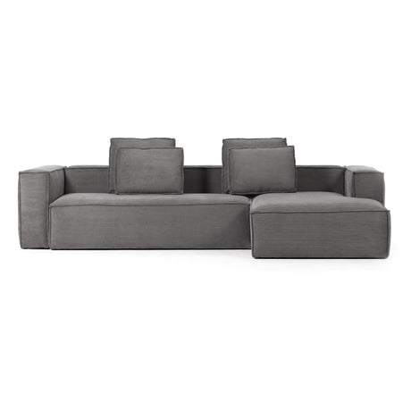 Blok 4-Sitzer-Sofa mit Chaiselongue rechts breiter Cord grau 330 cm - ZEN ZONE