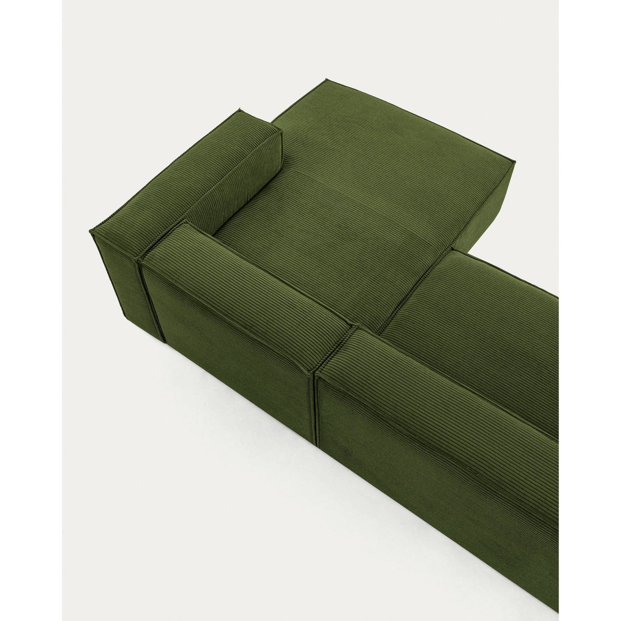 Blok 4-Sitzer-Sofa mit Chaiselongue rechts und breitem Cord grün 330cm - ZEN ZONE