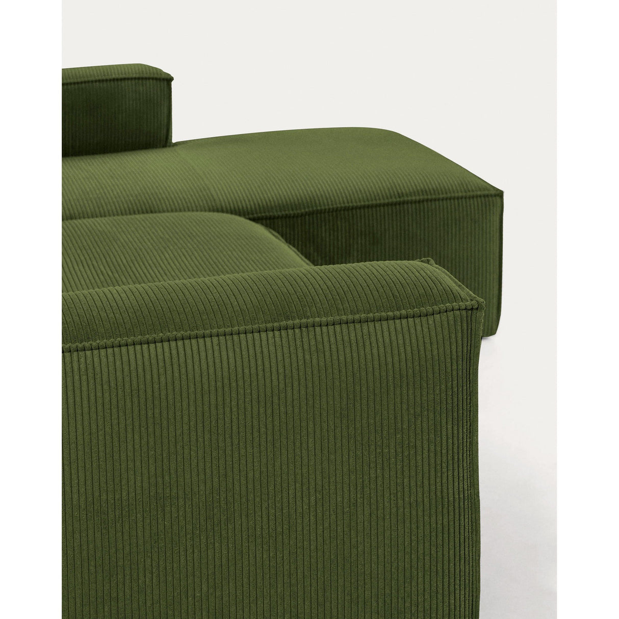 Blok 4-Sitzer-Sofa mit Chaiselongue rechts und breitem Cord grün 330cm - ZEN ZONE