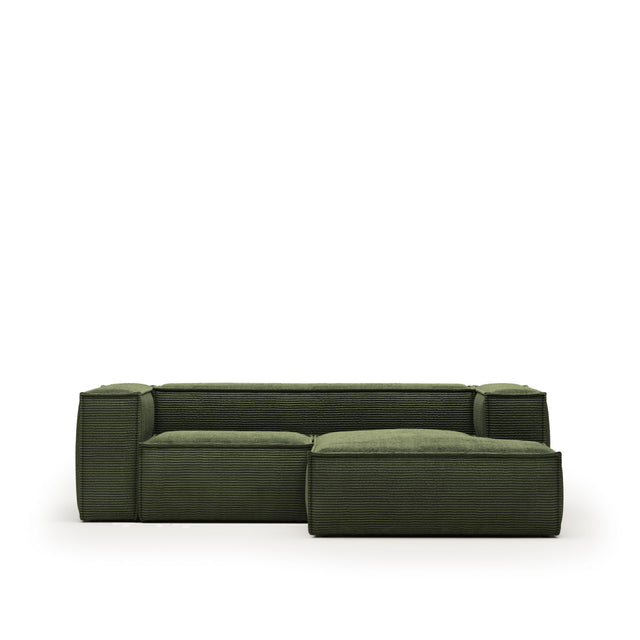 Blok 2-Sitzer-Sofa mit Chaiselongue rechts breiter Cord grün 240 cm - ZEN ZONE