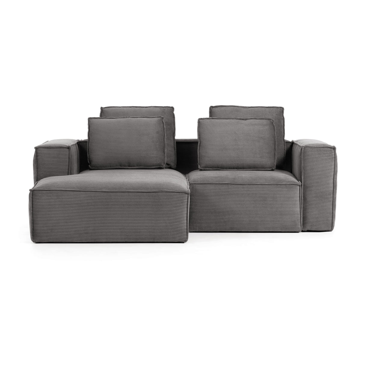 Blok 2-Sitzer-Sofa mit Chaiselongue links breiter Cord grau 240 cm - ZEN ZONE