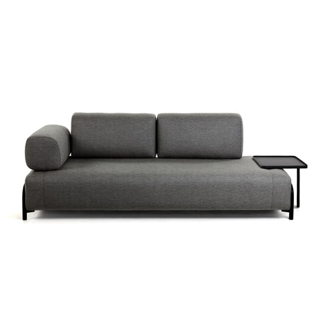 Compo 3-Sitzer Sofa dunkelgrau mit großem Tablett 252 cm - ZEN ZONE