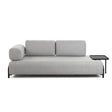 Compo 3-Sitzer Sofa hellgrau mit großem Tablett 252 cm - ZEN ZONE