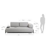 Compo 3-Sitzer Sofa beige mit kleinem Tablett 232 cm - ZEN ZONE