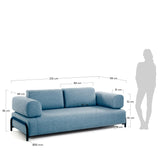 Compo 3-Sitzer Sofa blau 232 cm - ZEN ZONE