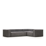 Blok 4-Sitzer Ecksofa in grauem Cord 320 x 230 cm / 230 x 320 cm - ZEN ZONE