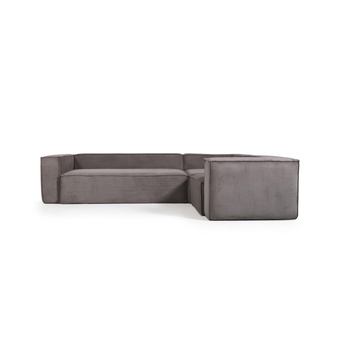 Blok 4-Sitzer Ecksofa in grauem Cord 320 x 230 cm / 230 x 320 cm - ZEN ZONE