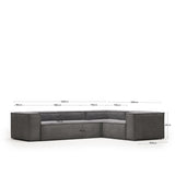 Blok 4-Sitzer Ecksofa in grauem Cord 320 x 230 cm / 230 x 320 cm - ZEN ZONE