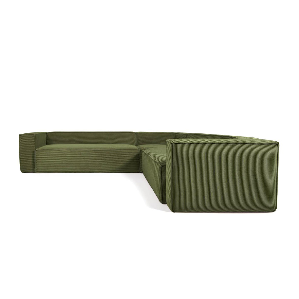 Blok 6-Sitzer Ecksofa dicker Cord grün 320 x 320 cm - ZEN ZONE