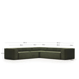 Blok 6-Sitzer Ecksofa dicker Cord grün 320 x 320 cm - ZEN ZONE