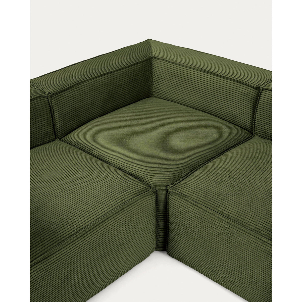 Blok 6-Sitzer Ecksofa dicker Cord grün 320 x 320 cm - ZEN ZONE