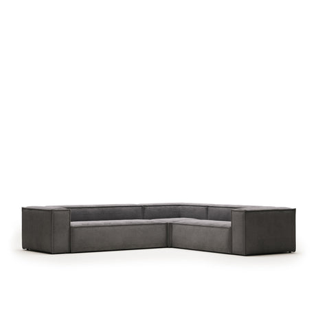 Blok 5-Sitzer-Ecksofa breiter Cord in Grau 320 x 290 / 290 x 320 cm - ZEN ZONE