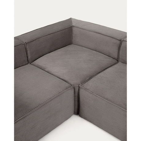 Blok 5-Sitzer-Ecksofa breiter Cord in Grau 320 x 290 / 290 x 320 cm - ZEN ZONE