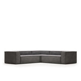 Blok 4-Sitzer-Ecksofa breiter Cord grau 290 x 290 cm - ZEN ZONE