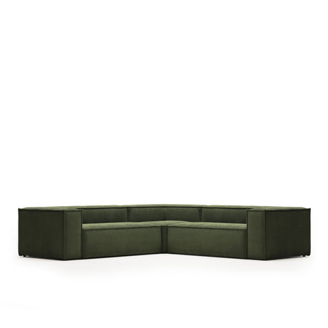 Blok 4-Sitzer Ecksofa dicker Cord grün 290 x 290 cm - ZEN ZONE