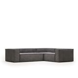 Blok 3-Sitzer-Ecksofa breiter Cord grau 290 x 230 cm / 230 cm 290 cm - ZEN ZONE