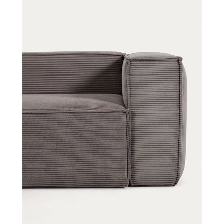 Blok 3-Sitzer-Ecksofa breiter Cord grau 290 x 230 cm / 230 cm 290 cm - ZEN ZONE