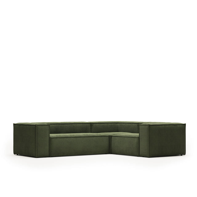 Blok 3-Sitzer-Ecksofa breiter Cord grün 290 x 230 cm / 230 cm 290 cm - ZEN ZONE