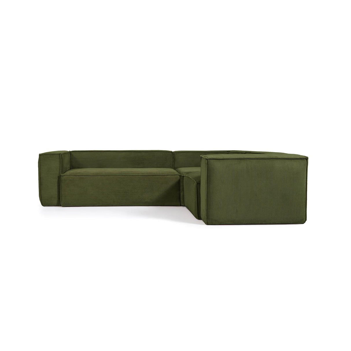 Blok 3-Sitzer-Ecksofa breiter Cord grün 290 x 230 cm / 230 cm 290 cm - ZEN ZONE