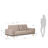 Noa 3-Sitzer Sofa beige mit Beinen naturbelassen 230 cm - ZEN ZONE