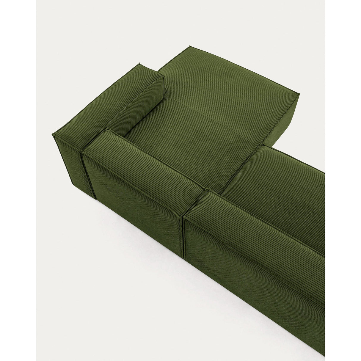 Blok 3-Sitzer-Sofa mit Chaiselongue rechts breiter Cord grün 300 cm - ZEN ZONE