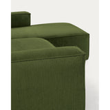 Blok 3-Sitzer-Sofa mit Chaiselongue rechts breiter Cord grün 300 cm - ZEN ZONE