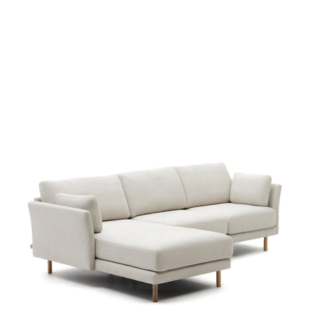 Gilma 3-Sitzer-Sofa Chaiselongue rechts/links Chenille in Perle Beine naturfarben 260 cm - ZEN ZONE