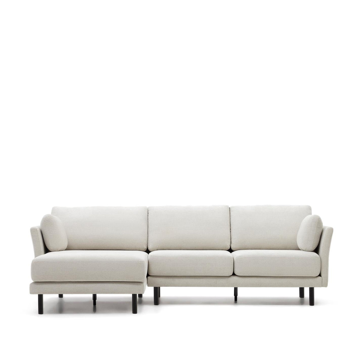 Gilma 3-Sitzer Sofa mit Chaiselongue rechts/links Chenille Perle Beine in Schwarz 260 cm - ZEN ZONE