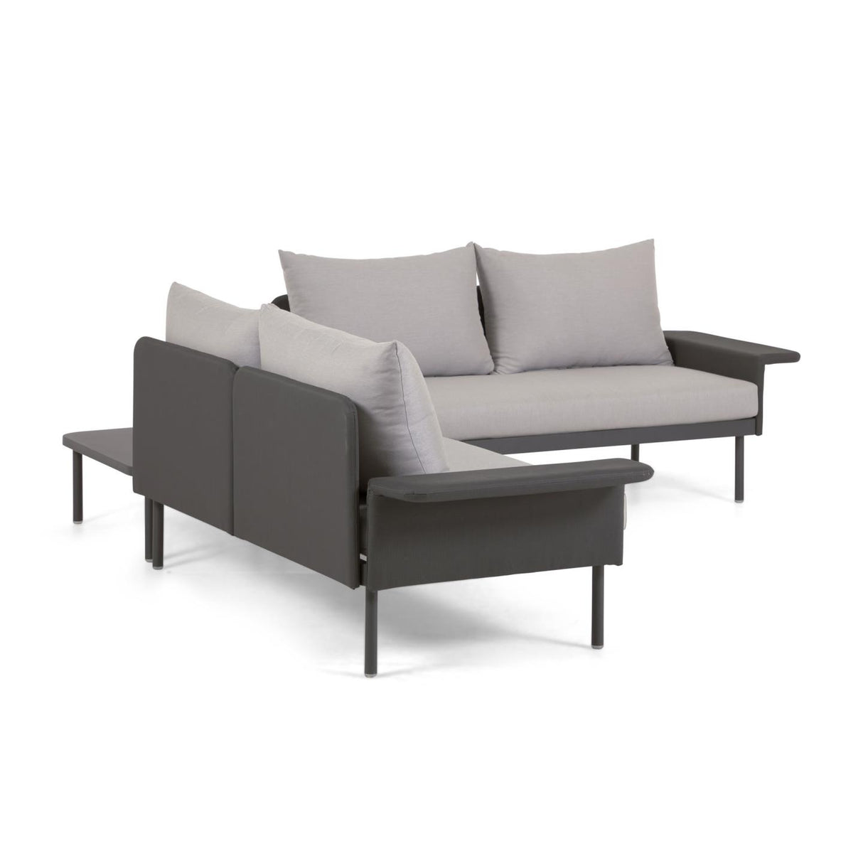 Gartenset Zaltana aus Ecksofa und Tisch aus Aluminium schwarz matt lackiert 164 cm - ZEN ZONE