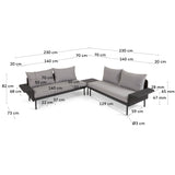 Gartenset Zaltana aus Ecksofa und Tisch aus Aluminium schwarz matt lackiert 164 cm - ZEN ZONE