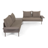 Zaltana Gartenset aus Ecksofa und Tisch aus Aluminium braun matt lackiert 164 cm - ZEN ZONE