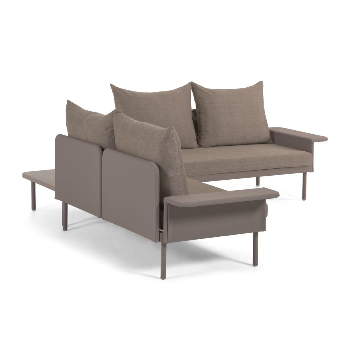 Zaltana Gartenset aus Ecksofa und Tisch aus Aluminium braun matt lackiert 164 cm - ZEN ZONE