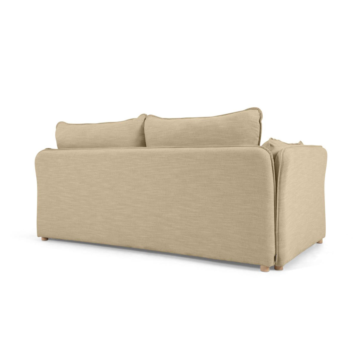 Tanit Schlafsofa beige und Beine aus massivem Buchenholz mit natürlichem Finish 210 cm - ZEN ZONE