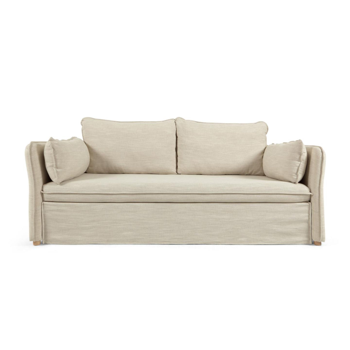 Tanit Schlafsofa weiß und Beine aus massivem Buchenholz mit natürlichem Finish 210 cm - ZEN ZONE