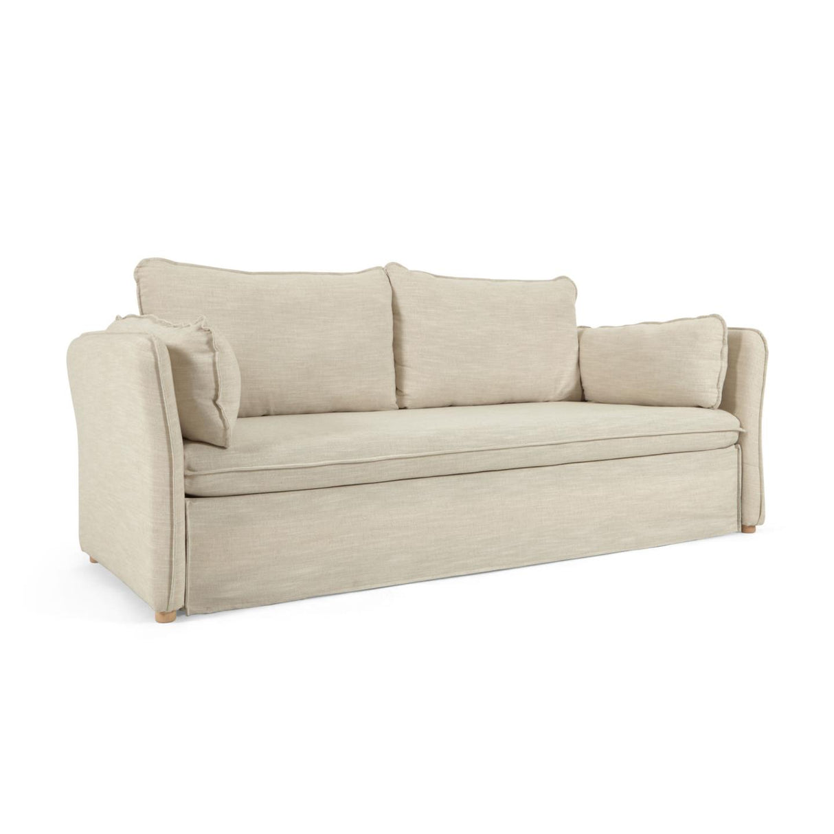 Tanit Schlafsofa weiß und Beine aus massivem Buchenholz mit natürlichem Finish 210 cm - ZEN ZONE